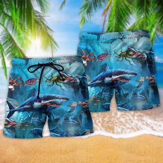 Shark Assassin Style Blue Beach Short | Newhawaiianshirts AU