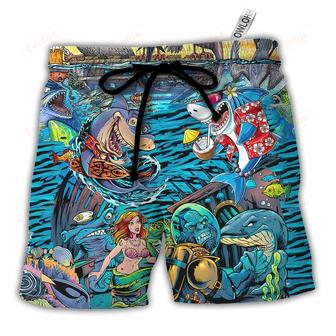 Shark Bar With Animal Underwater Beach Short | Newhawaiianshirts UK