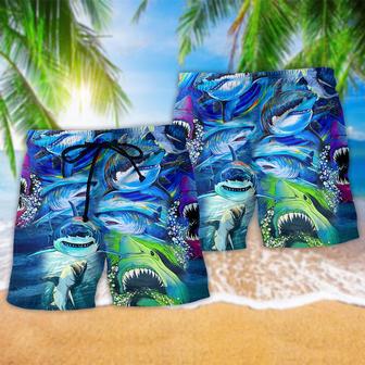 Shark Be A Blue Shark Beach Short | Newhawaiianshirts DE