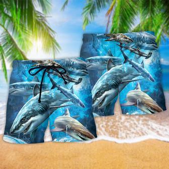 Shark Blue Ocean Life Basic Beach Short | Newhawaiianshirts DE