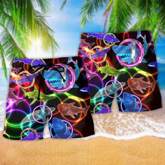 Shark Loves Circle Neon Stunning Beach Short | Newhawaiianshirts AU