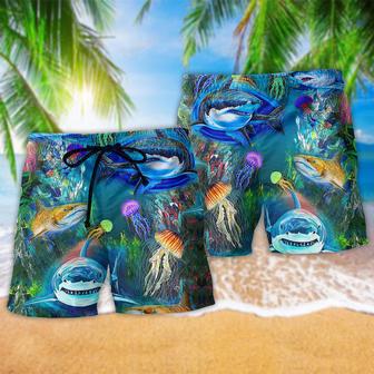 Shark Over Sea Awesome Life Beach Short | Newhawaiianshirts AU