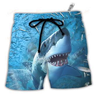 Shark Swims Through Baitfish Shoal Beach Short | Newhawaiianshirts