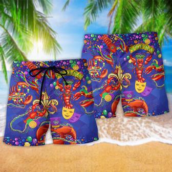 Shrimp Mardi Gras Love Animals Beach Short | Newhawaiianshirts DE