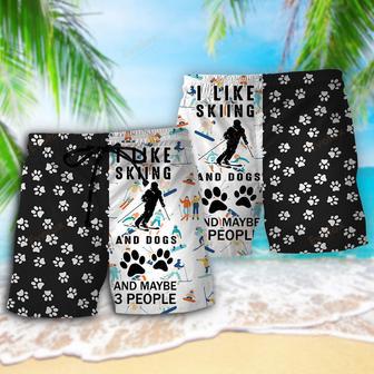 Skiing I Like Skiing And Dogs Beach Short | Newhawaiianshirts AU