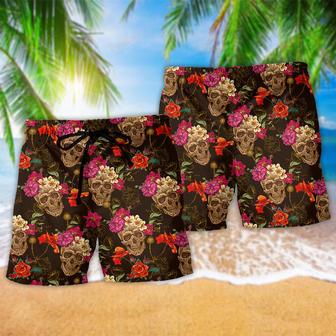 Skull Amazing Flowers Sugar Cool Beach Short | Newhawaiianshirts CA