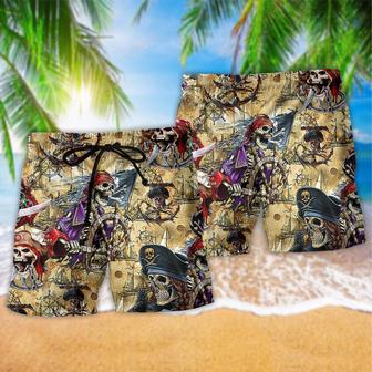 Skull Amazing Pirate Warm Style Beach Short | Newhawaiianshirts AU