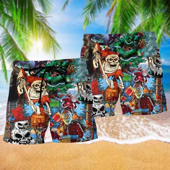 Skull And Christmas Scary Beach Short | Newhawaiianshirts AU