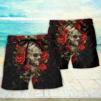 Skull And Roses Art Beach Short | Newhawaiianshirts AU