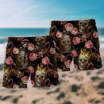 Skull And Scorpion Rose Beach Short | Newhawaiianshirts AU