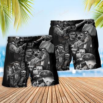 Skull Barber Hairdresser Style Beach Short | Newhawaiianshirts AU