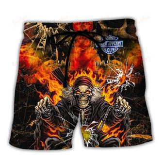 Skull Biker Lovely Style Beach Short | Newhawaiianshirts AU