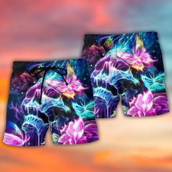 Skull Butterfly Flower Dream Lighting Beach Short | Newhawaiianshirts AU