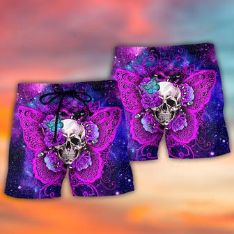 Skull Butterfly Snake Lighting Flower Beach Short | Newhawaiianshirts