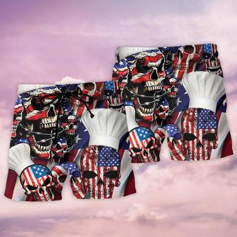 Skull Chef America Independence Day Beach Short | Newhawaiianshirts AU