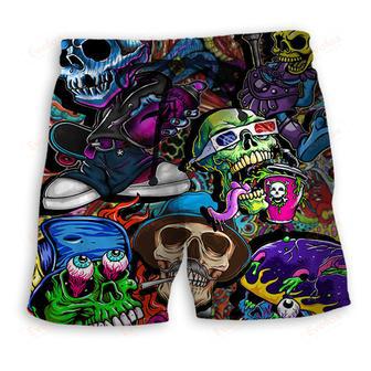 Skull Colorful Mix Art Style Beach Short | Newhawaiianshirts AU