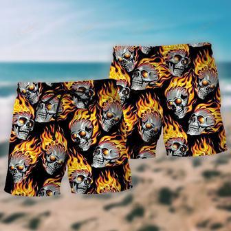 Skull Cool Skulls On Fire Beach Short | Newhawaiianshirts DE