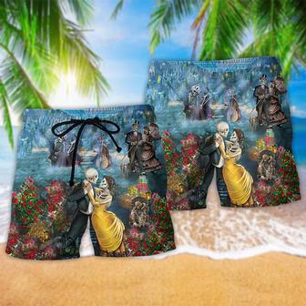 Skull Couple Dancing With Happiness Beach Short | Newhawaiianshirts UK