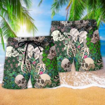 Skull Couple Kiss Floral Beach Short | Newhawaiianshirts AU