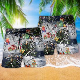 Skull Dancing With Christmas Black Style Beach Short | Newhawaiianshirts