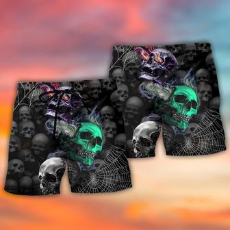 Skull Dark Colorful Burning Beach Short | Newhawaiianshirts DE