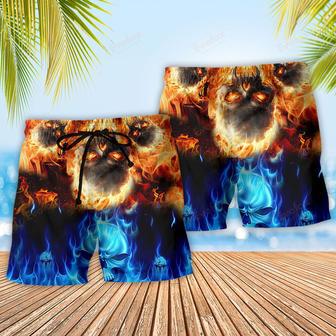 Skull Fire Burning Forever Beach Short | Newhawaiianshirts CA