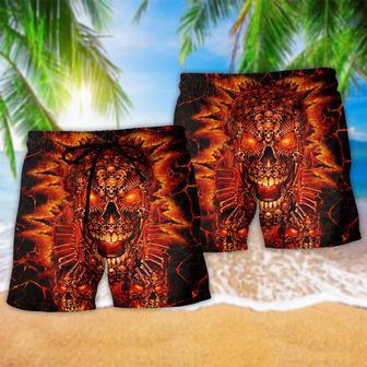 Skull Fire Love Red Smile Fire Beach Short | Newhawaiianshirts AU