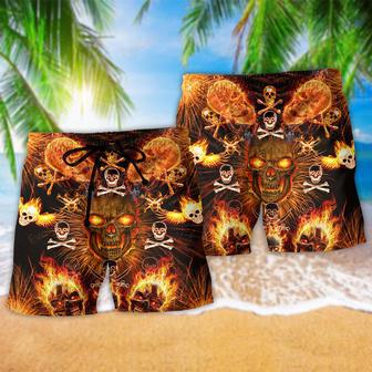 Skull Flaming So Unique Beach Short | Newhawaiianshirts DE