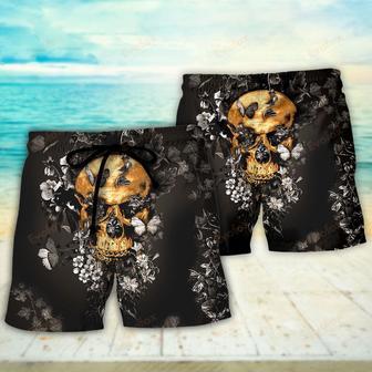 Skull Flowers Grow Out Of Dark Moments Beach Short | Newhawaiianshirts CA