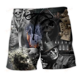 Skull Gambling The Death Game Begin Beach Short | Newhawaiianshirts CA