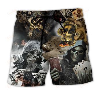 Skull Gambling The Death Game End Beach Short | Newhawaiianshirts