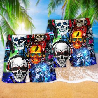 Skull Guitar Let's Get High Music Beach Short | Newhawaiianshirts