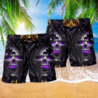 Skull Hello Darkness Smile Purple Beach Short | Newhawaiianshirts