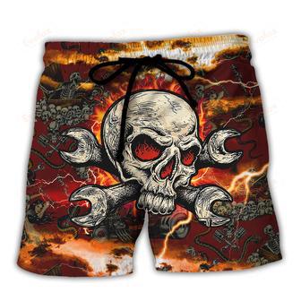 Skull I Can Fix Stupid But It's Gonna Hurt Beach Short | Newhawaiianshirts AU