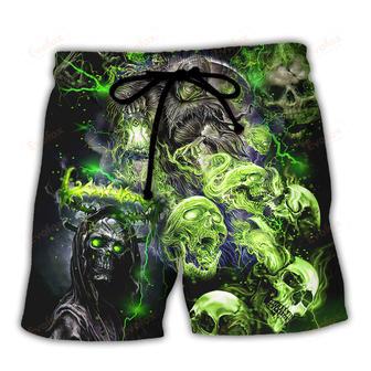 Skull I'm Never Alone My Demons Are With Me 247 Beach Short | Newhawaiianshirts UK