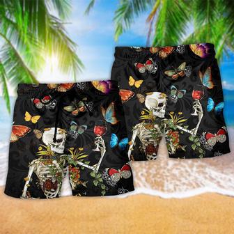 Skull Love Butterfly Overnight Floral Beach Short | Newhawaiianshirts DE