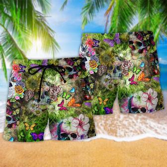 Skull Love Butterfly So Beautiful Beach Short | Newhawaiianshirts UK