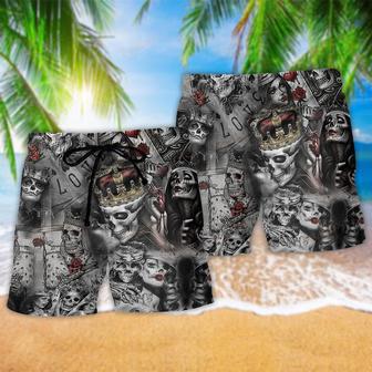 Skull Love Is Blind Poker Beach Short | Newhawaiianshirts AU