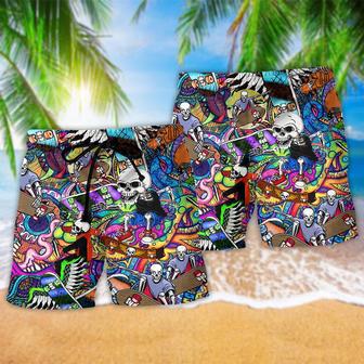 Skull Love Life Color Messy Beach Short | Newhawaiianshirts AU