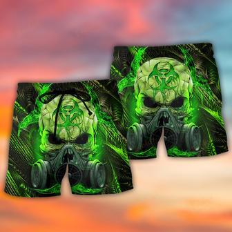 Skull Mask Green Lighting Beach Short | Newhawaiianshirts