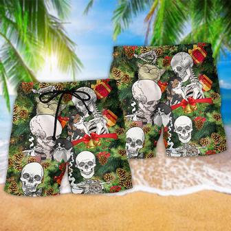 Skull My Cat And I Talk Sht About You Christmas Beach Short | Newhawaiianshirts AU