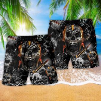 Skull Oh My Skull Dark Black Beach Short | Newhawaiianshirts UK