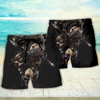 Skull Only In Their Death Can A King Live Forever Beach Short | Newhawaiianshirts CA