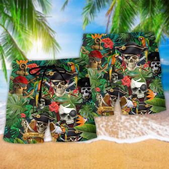 Skull Pirates Make Ledgends Tropical Floral Beach Short | Newhawaiianshirts UK