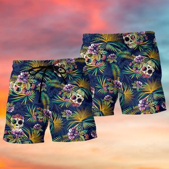 Skull Play With Tropical Leaf Beach Short | Newhawaiianshirts AU