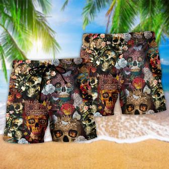 Skull Queen Love Flowers Cool Beach Short | Newhawaiianshirts AU