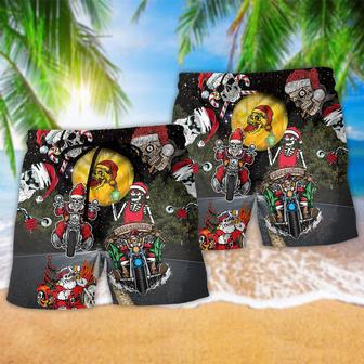 Skull Santa Is Racing To You Beach Short | Newhawaiianshirts AU