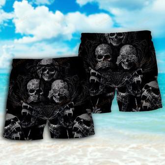 Skull Scary Darkness Art Beach Short | Newhawaiianshirts AU