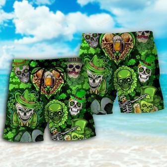 Skull St Patricks Day Art Beach Short | Newhawaiianshirts DE