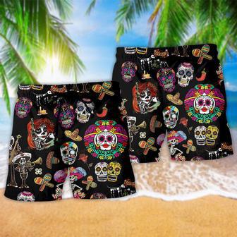 Skull Sugar Calavera Guns Beach Short | Newhawaiianshirts AU